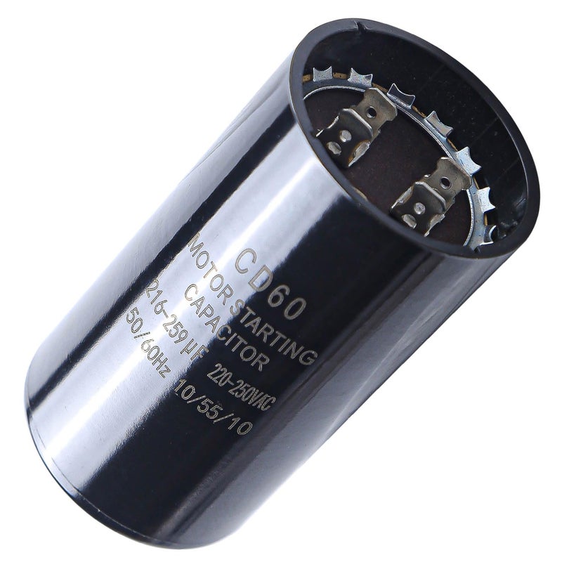 Seentech 216-259 ميكروفاراد / مكثف مبدئي دائري 220-250 فولت تيار متردد ±20% CD60 لمحرك كهربائي 50/60 هرتز مناسب عالميًا لتشغيل محرك التيار المتردد أو بدء المروحة وتكييف الهواء أو مضخة الحرارة - Image 1